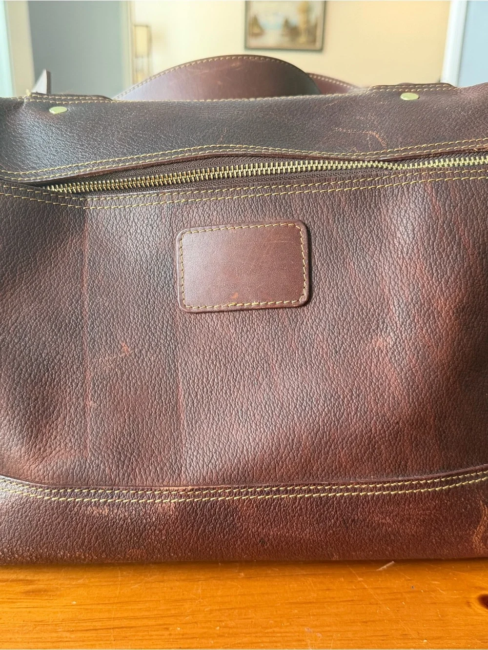 Orvis Vintage 100% Bullhide Leather XL Duffel Bag w Liner-AMAZING condition!!